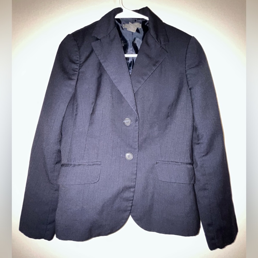 Ann Taylor Petite Button Up Jacket Ladies Women’s Size 4P Blazer Navy Blue